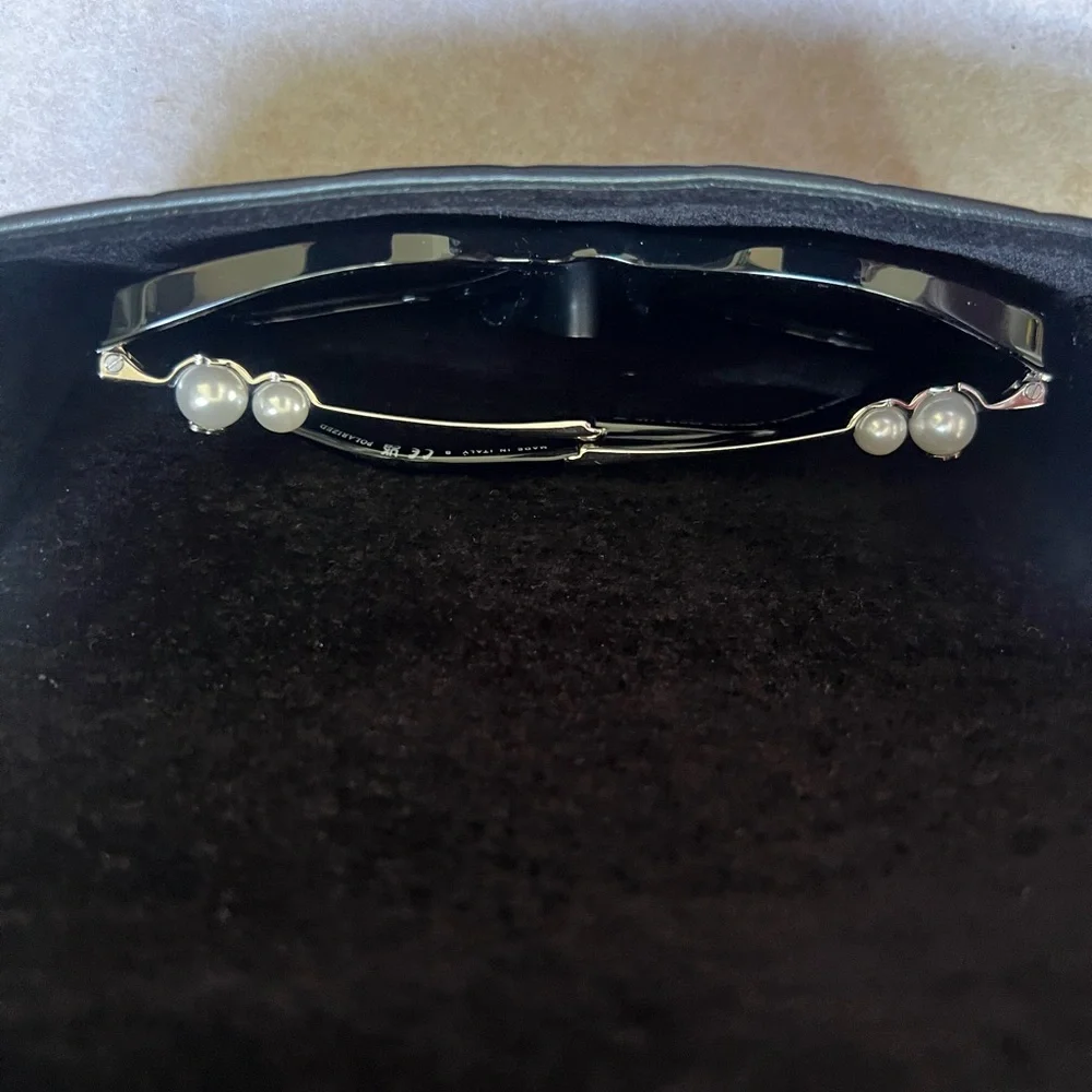 Chanel Black Square Sunglasses with Pearl Detail